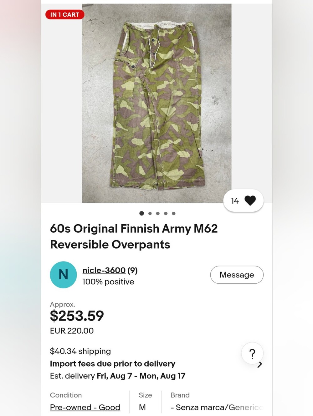 Vintage Finnish M62 Army Reversible Camo Pants Size M - Picture 8 of 8